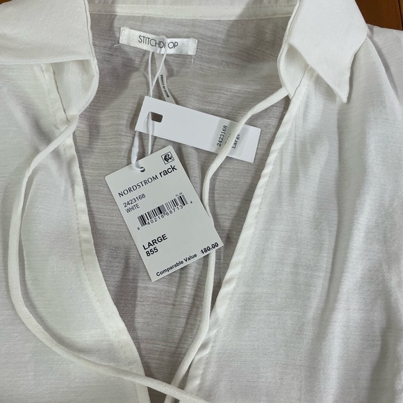 Stitchdrop NWT Saturday tiered long sleeve white dress large - Picture 5 of 8